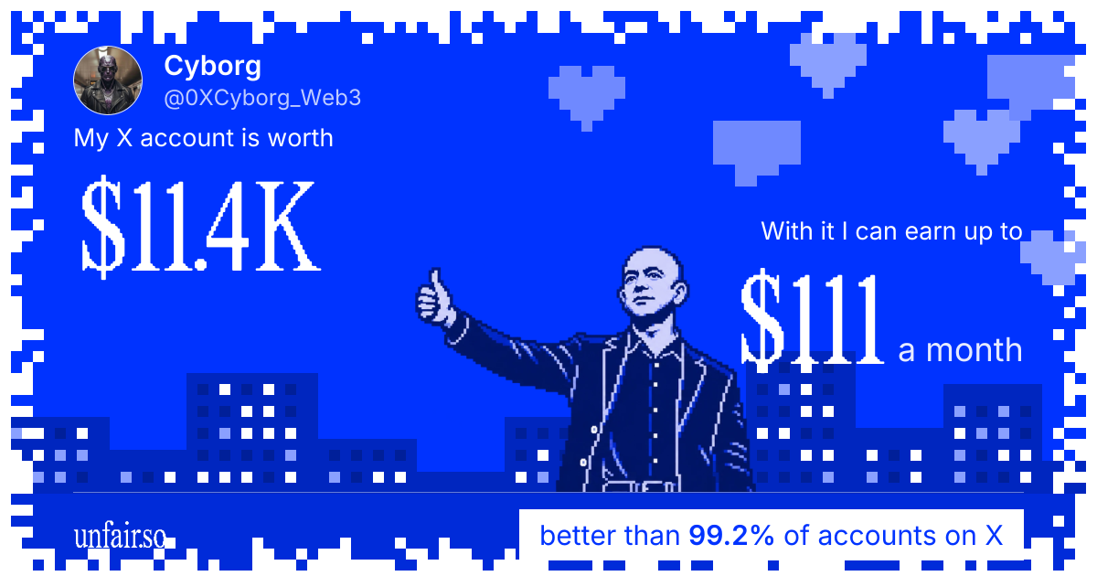 Cyborg's X account can earn up to $111 a month