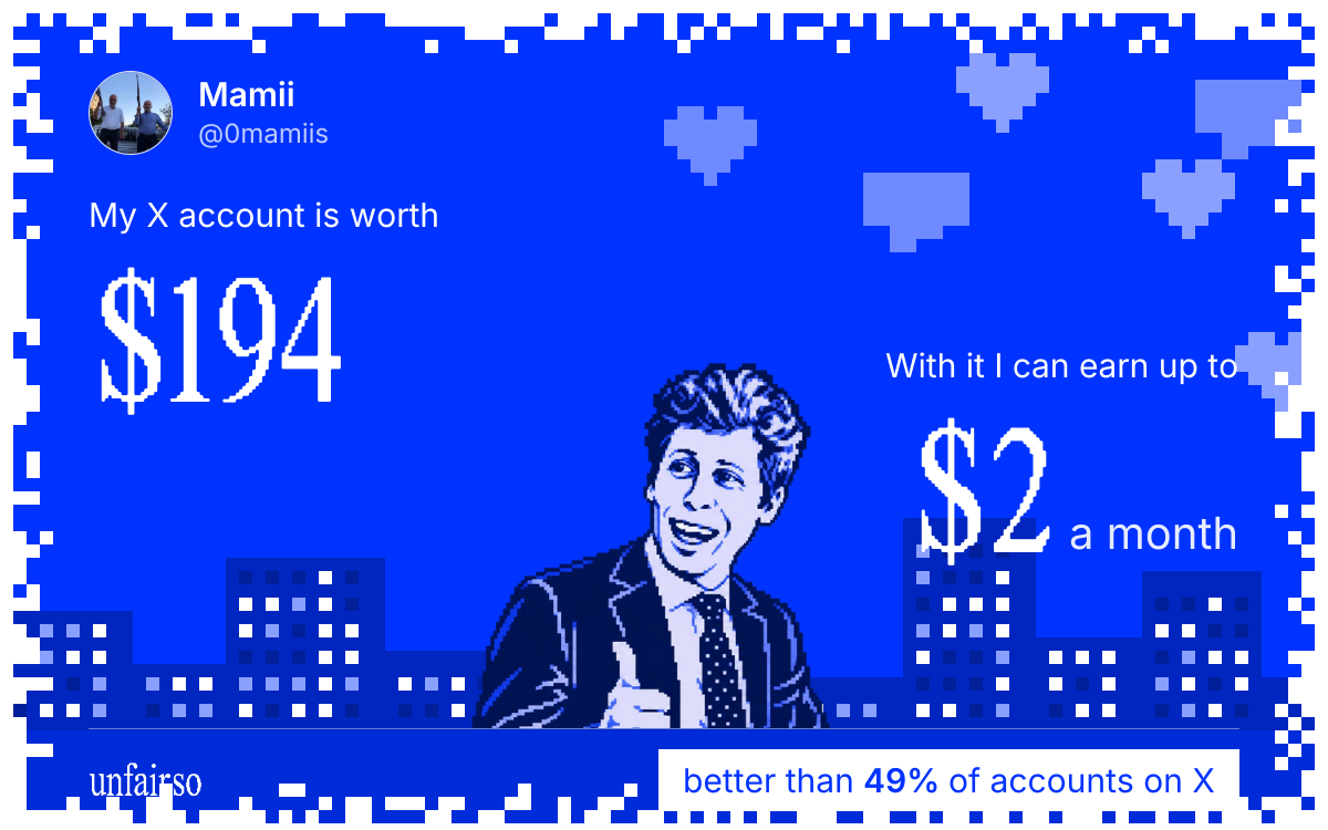 Mamii's X account can earn up to $2 a month
