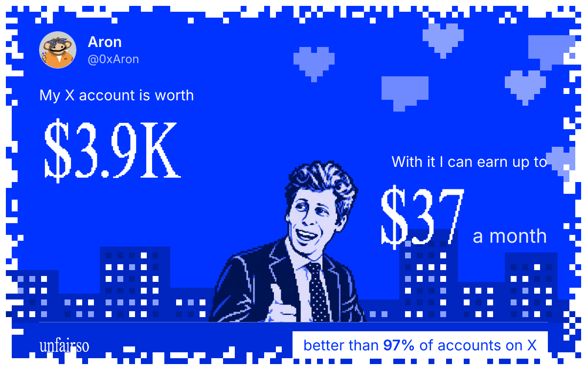 Aron's X account can earn up to $37 a month