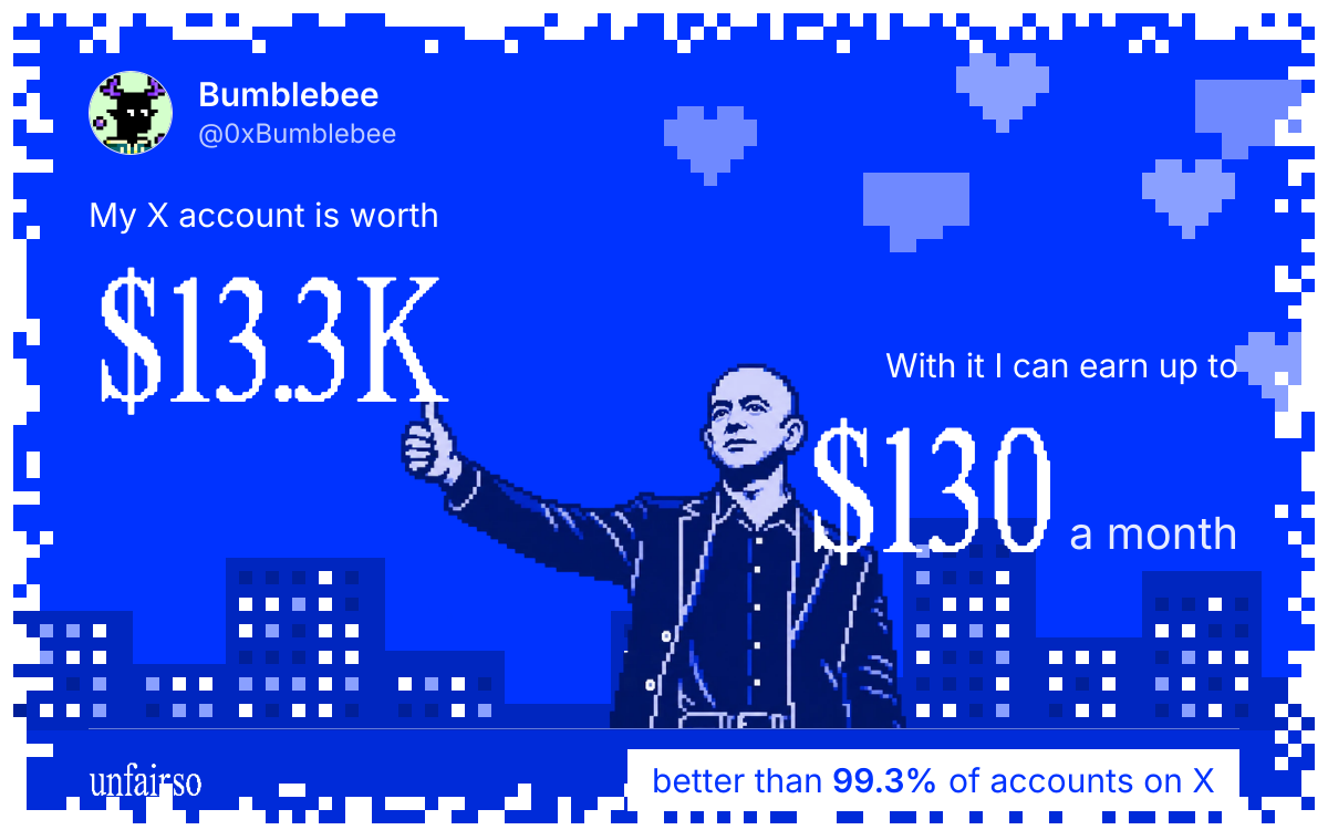 Bumblebee's X account can earn up to $130 a month