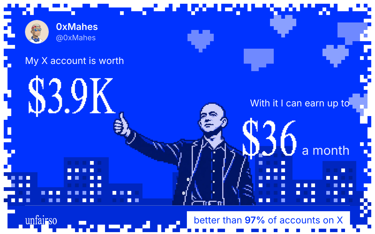 0xMahes's X account can earn up to $36 a month