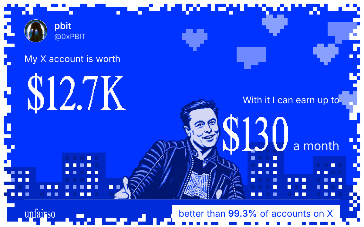 pbit's X account can earn up to $130 a month