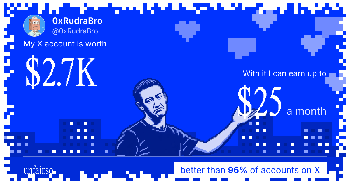 0xRudraBro's X account can earn up to $25 a month