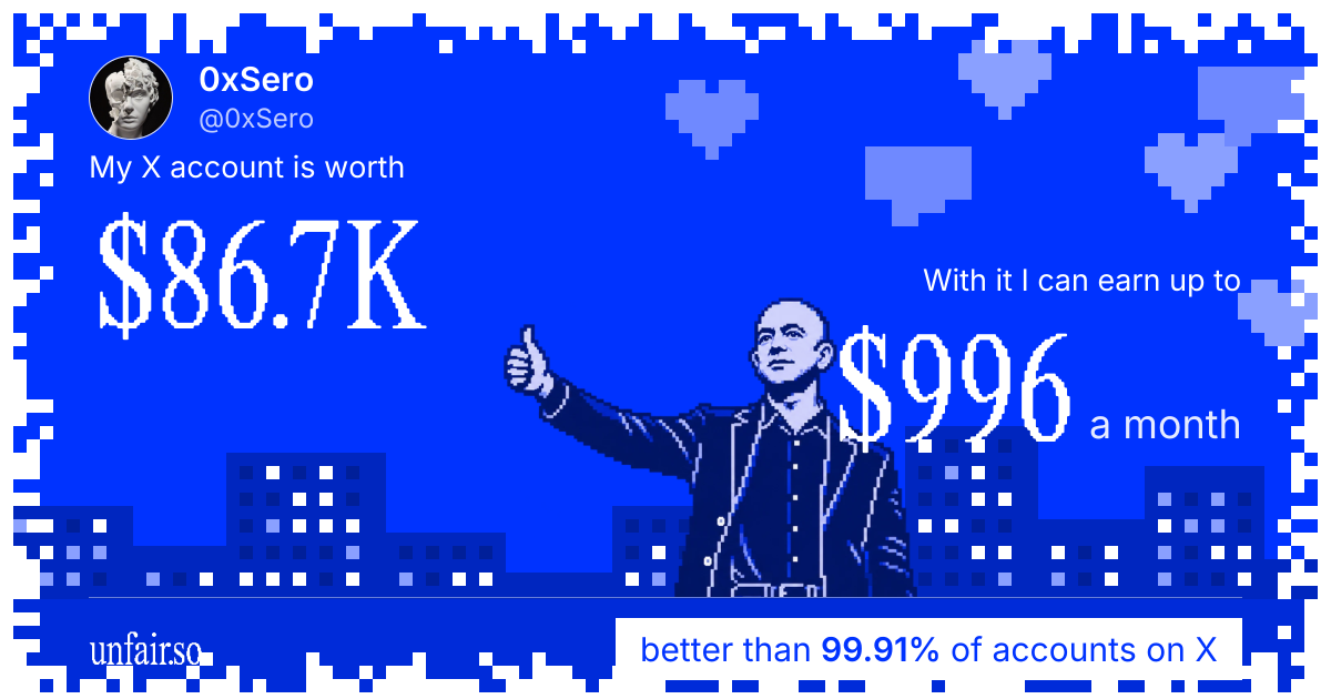 0xSero's X account can earn up to $756 a month