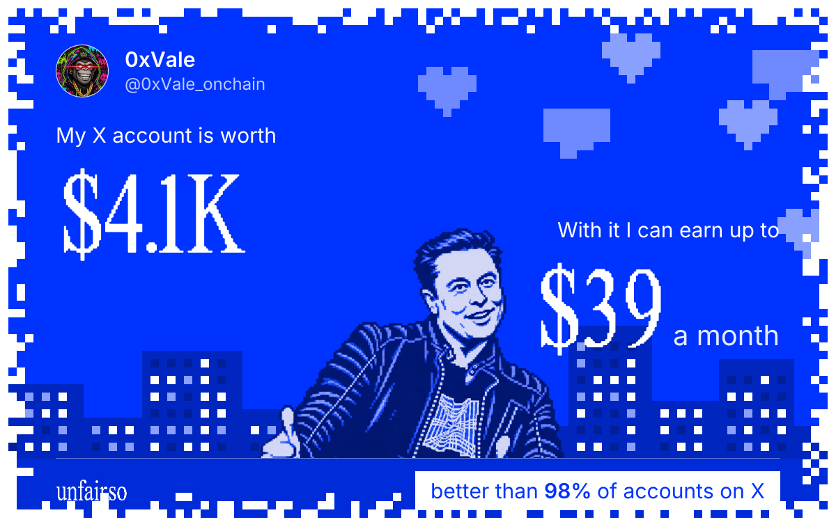 0xVale's X account can earn up to $39 a month