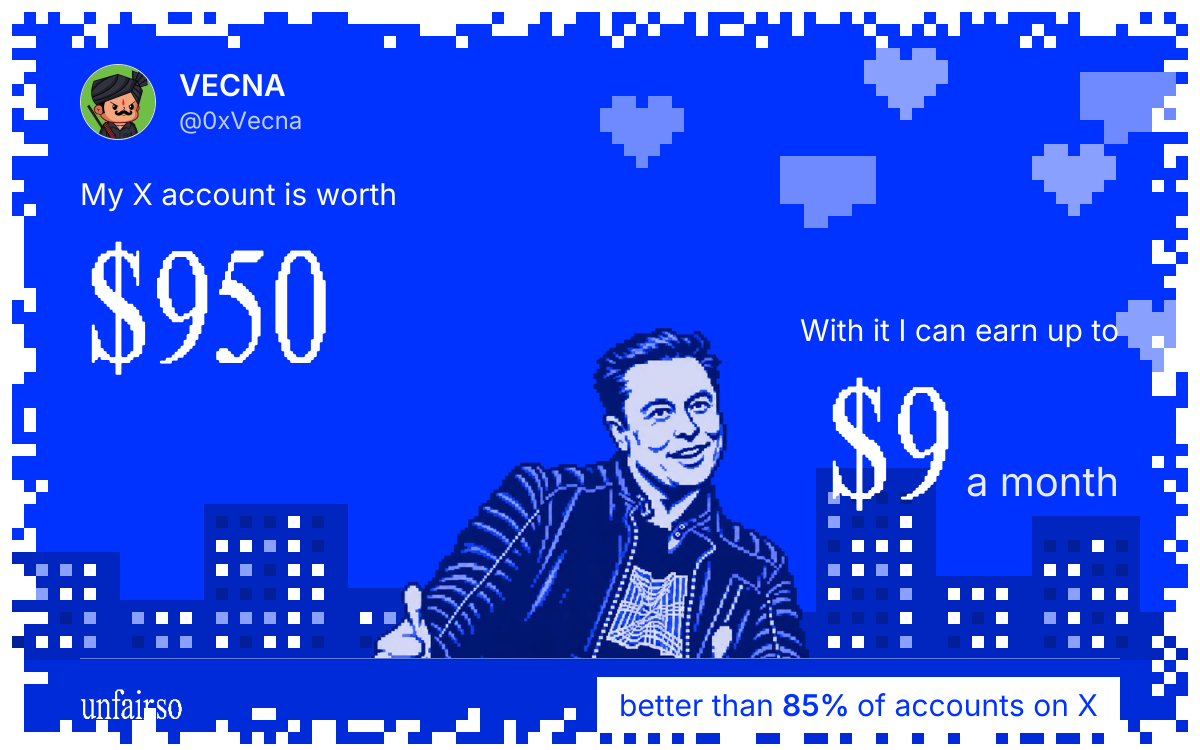 VECNA's X account can earn up to $9 a month