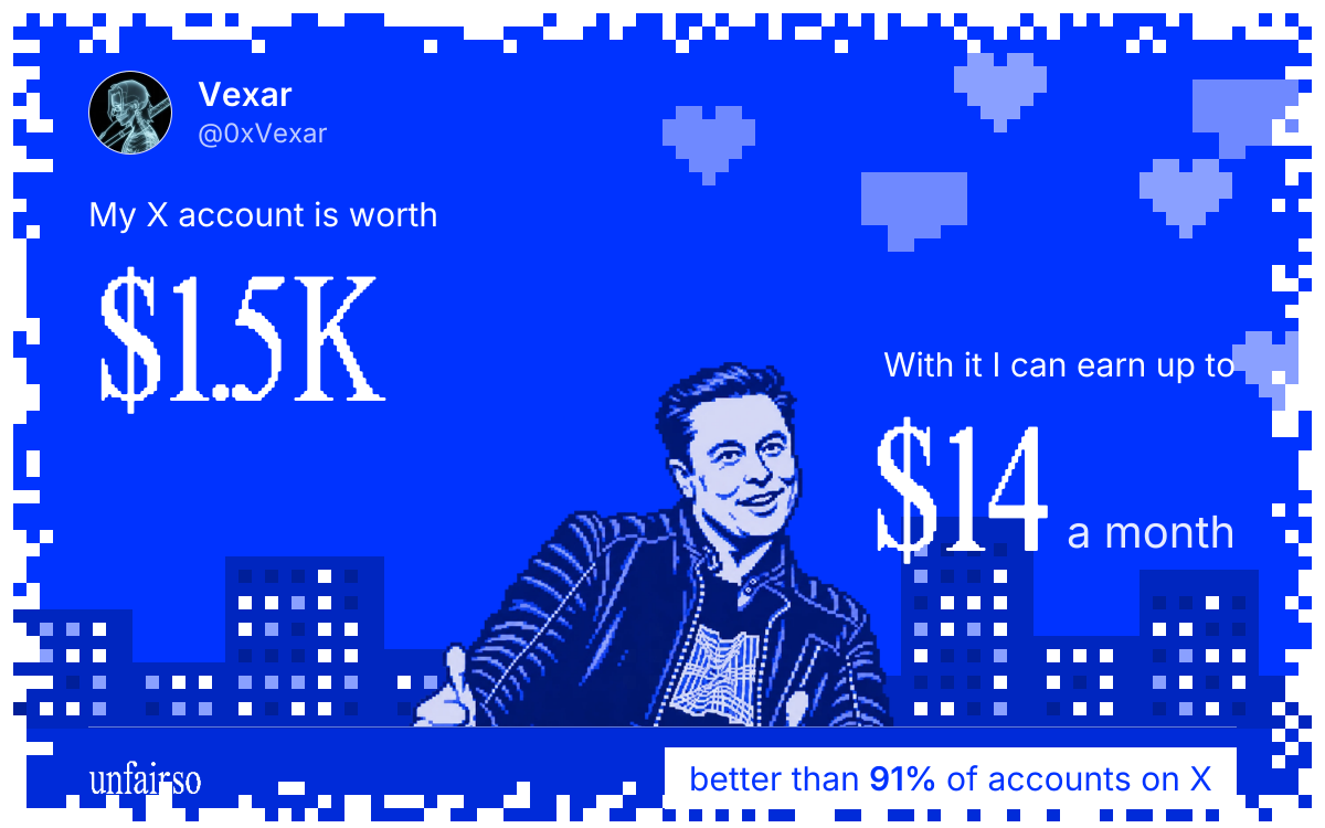 Vexar's X account can earn up to $14 a month