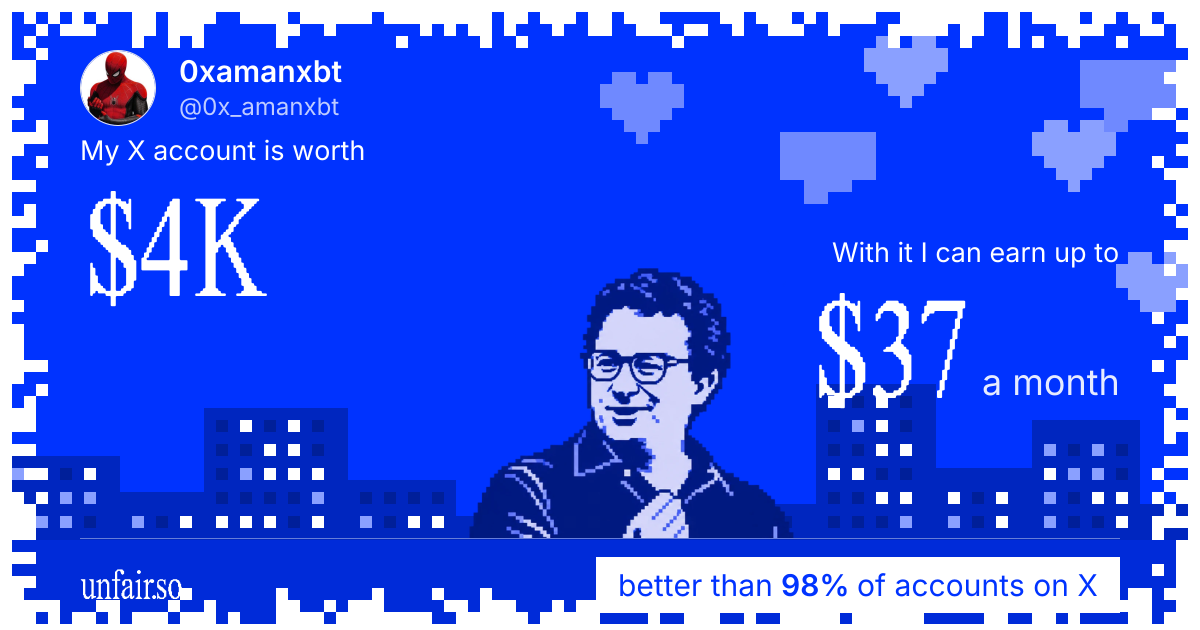 0xamanxbt's X account can earn up to $37 a month