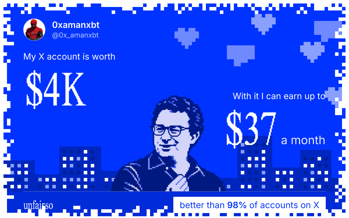 0xamanxbt's X account can earn up to $37 a month