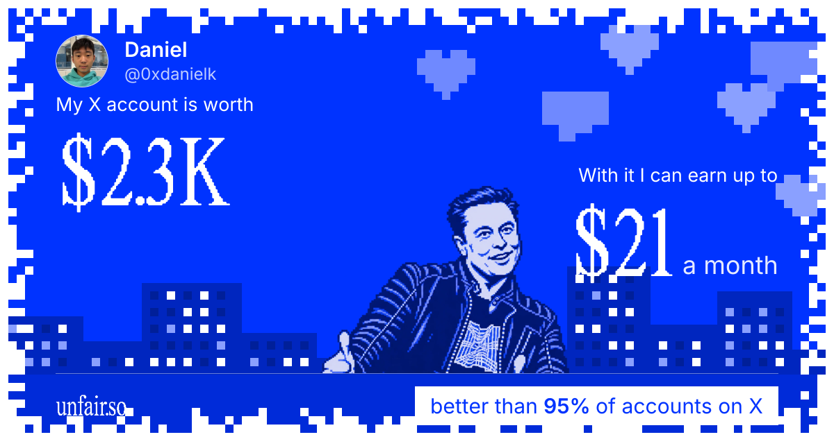 Daniel's X account can earn up to $21 a month
