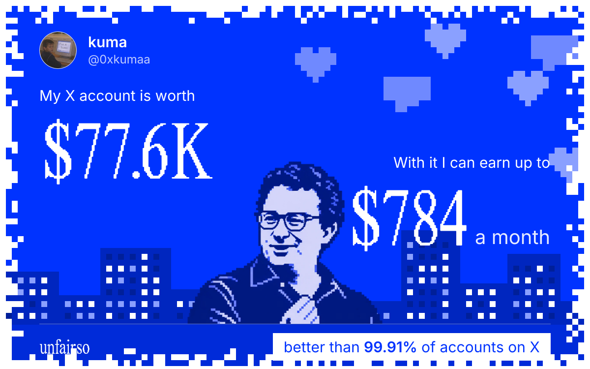 kuma's X account can earn up to $784 a month