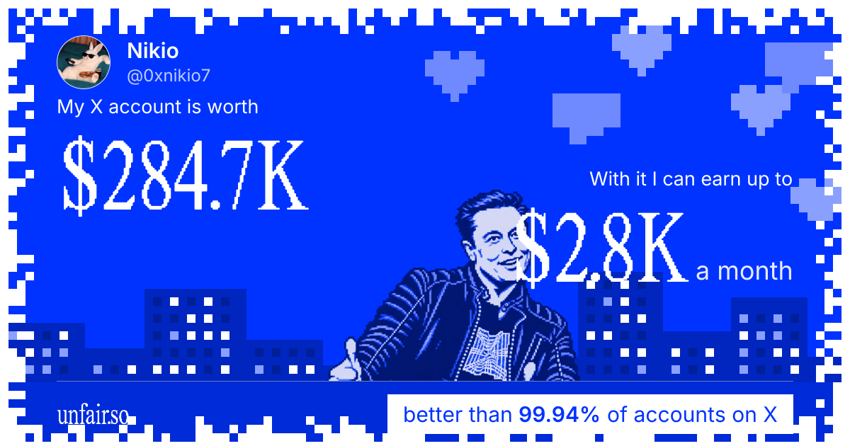 Nikio's X account can earn up to $2.8K a month