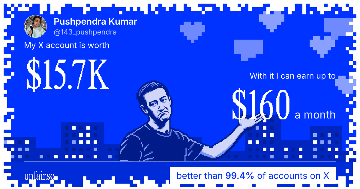 Pushpendra Kumar's X account can earn up to $160 a month