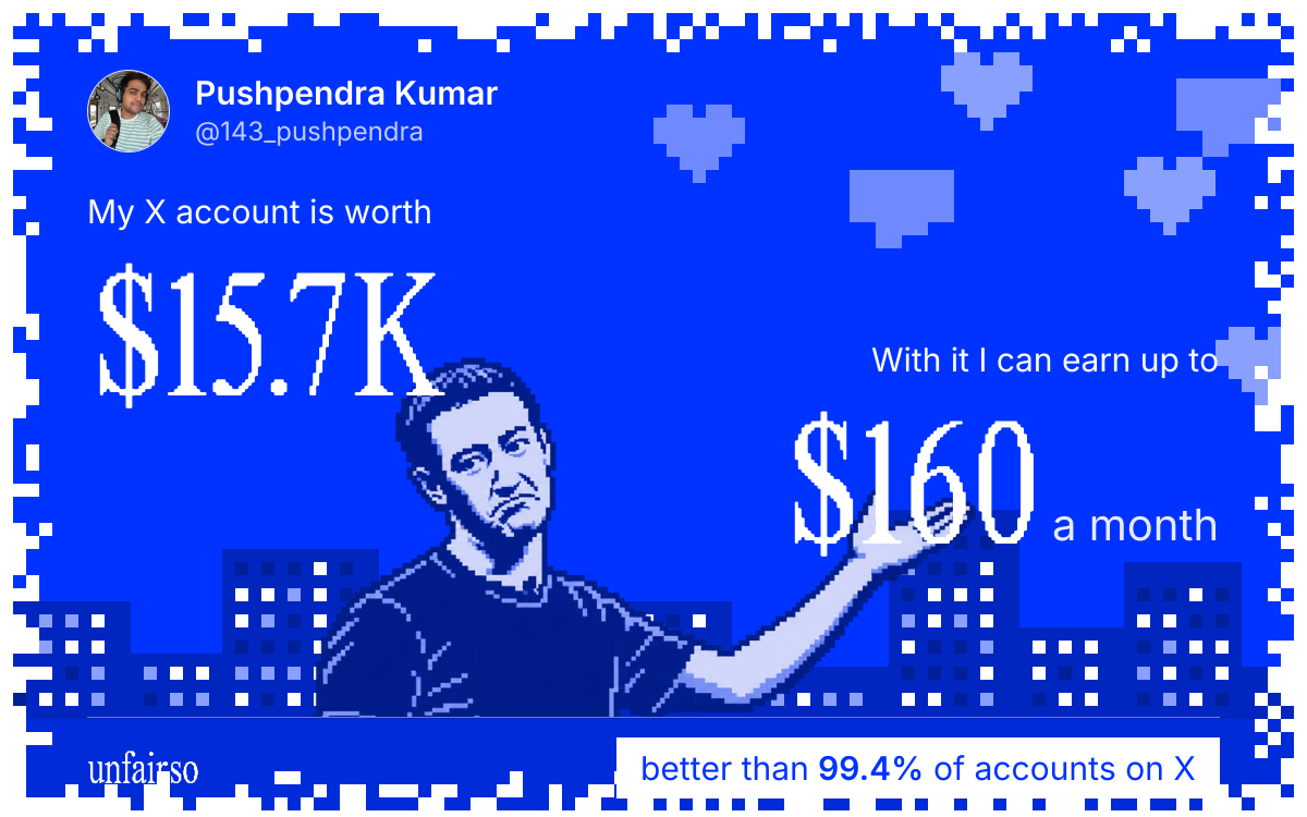 Pushpendra Kumar's X account can earn up to $160 a month