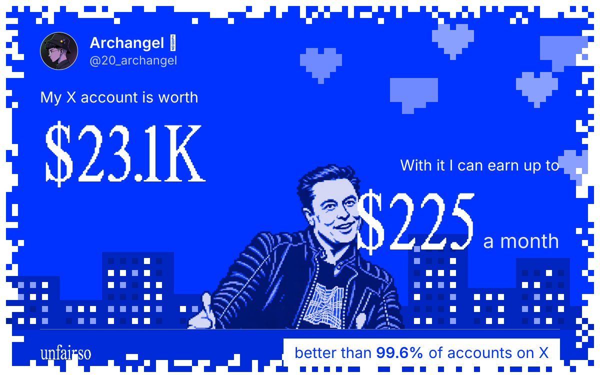 Archangel ๐ฃ's X account can earn up to $225 a month