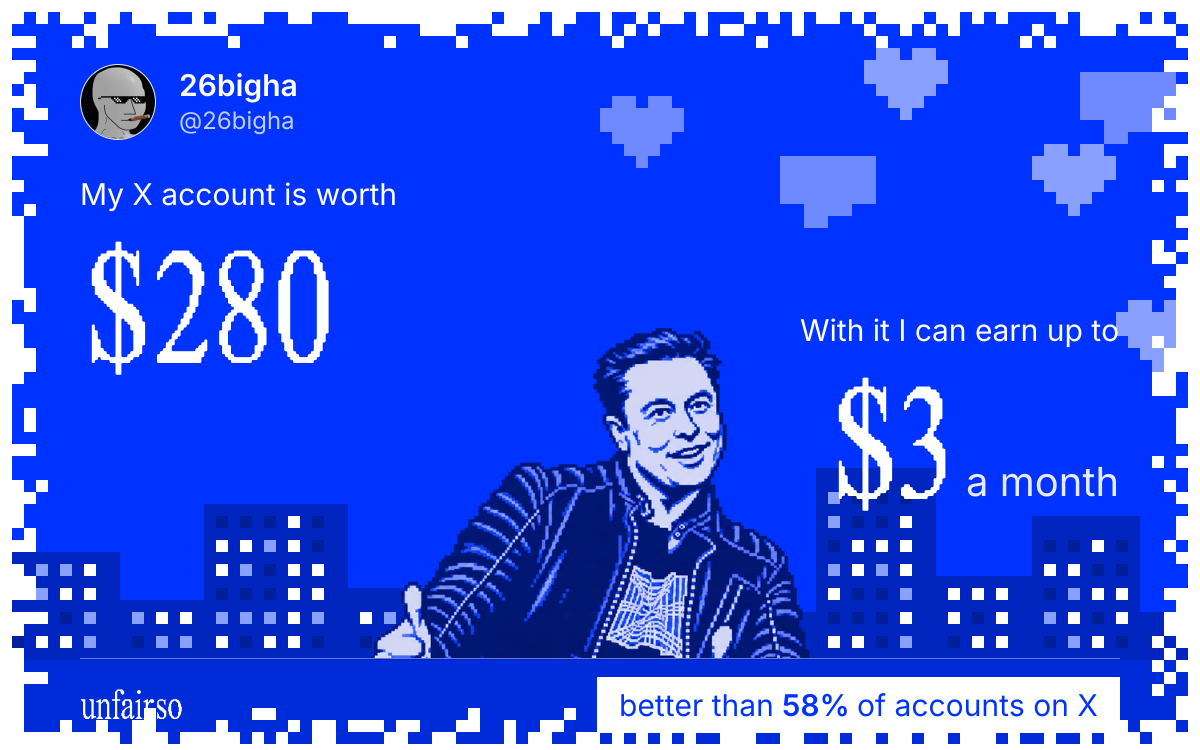 26bigha's X account can earn up to $3 a month