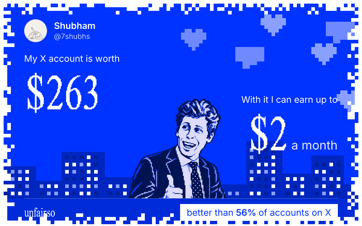 Shubham's X account can earn up to $2 a month