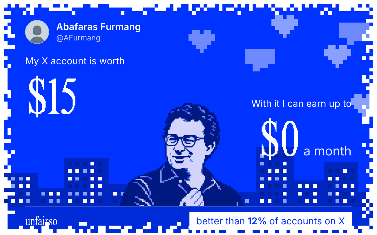 Abafaras Furmang's X account can earn up to $0 a month