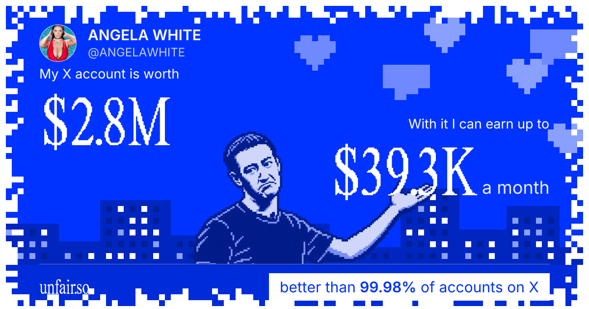 ANGELA WHITE's X account can earn up to $39.3K a month