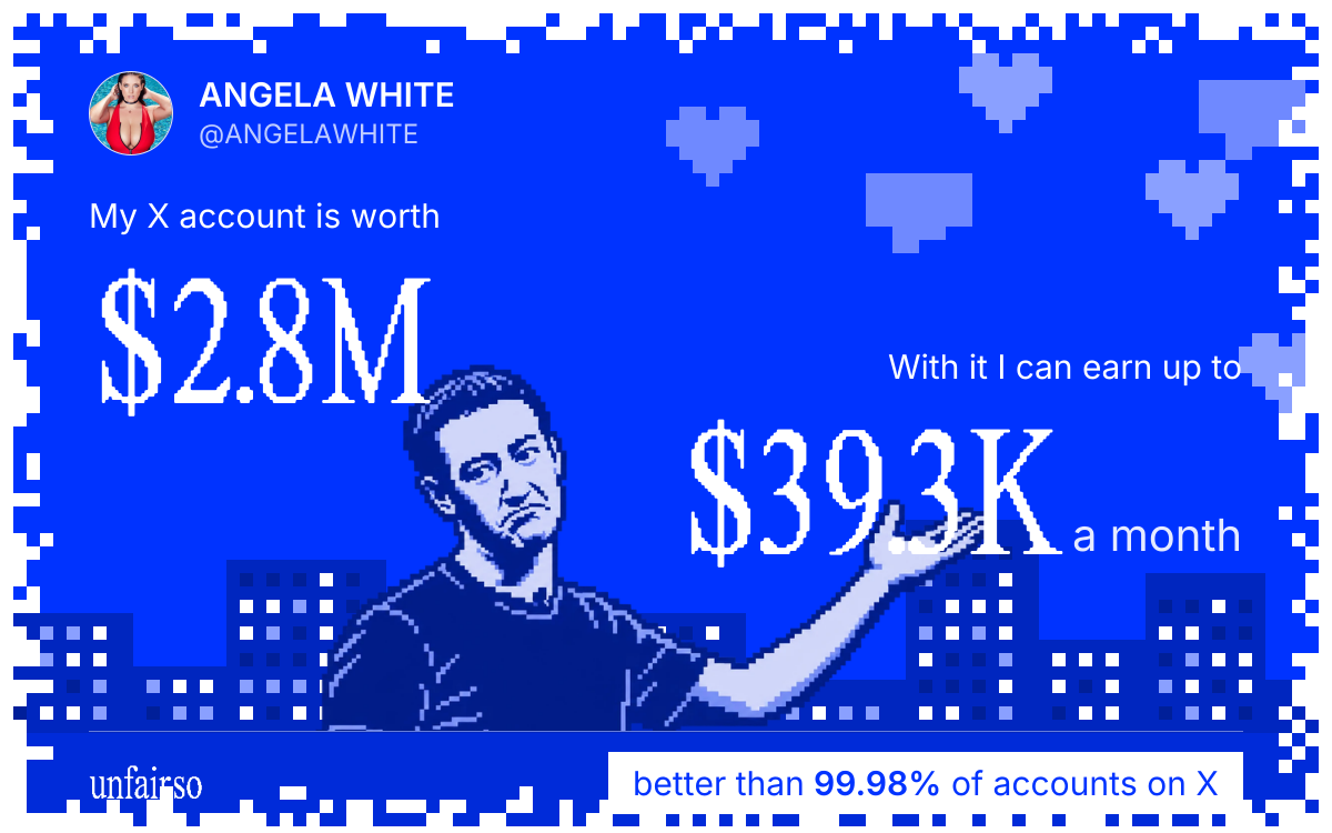 ANGELA WHITE's X account can earn up to $39.3K a month