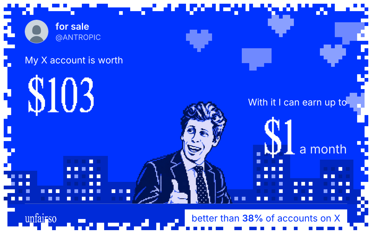 for sale's X account can earn up to $1 a month