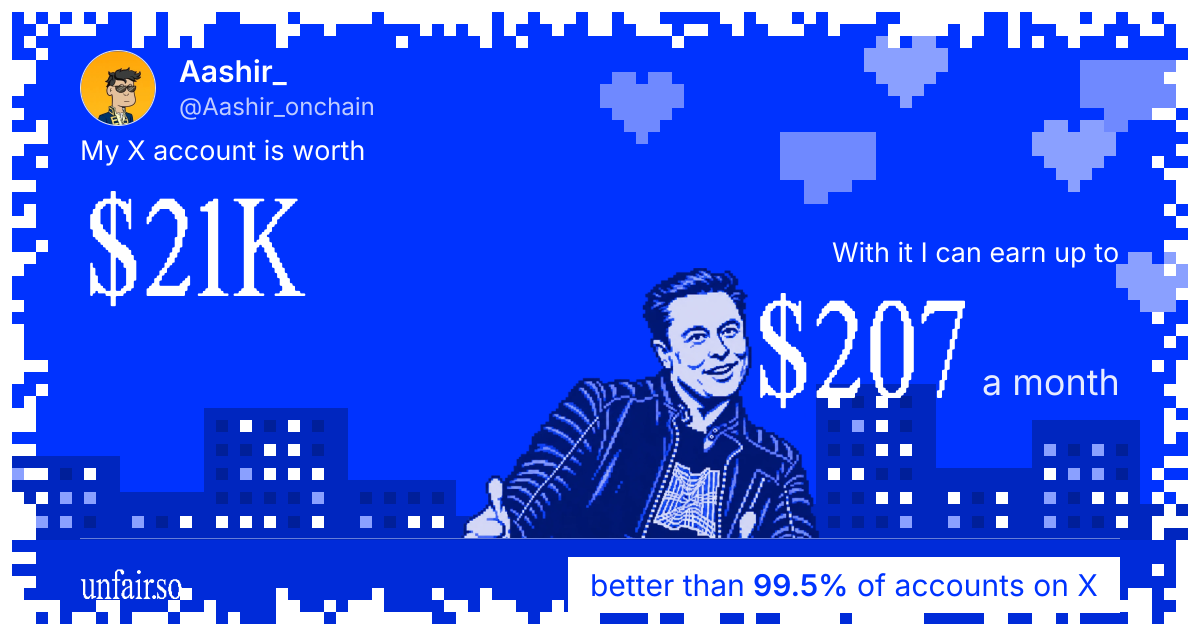 Aashir_'s X account can earn up to $207 a month