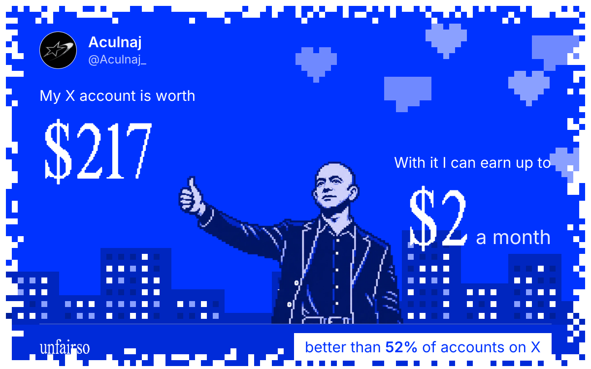 Aculnaj's X account can earn up to $2 a month