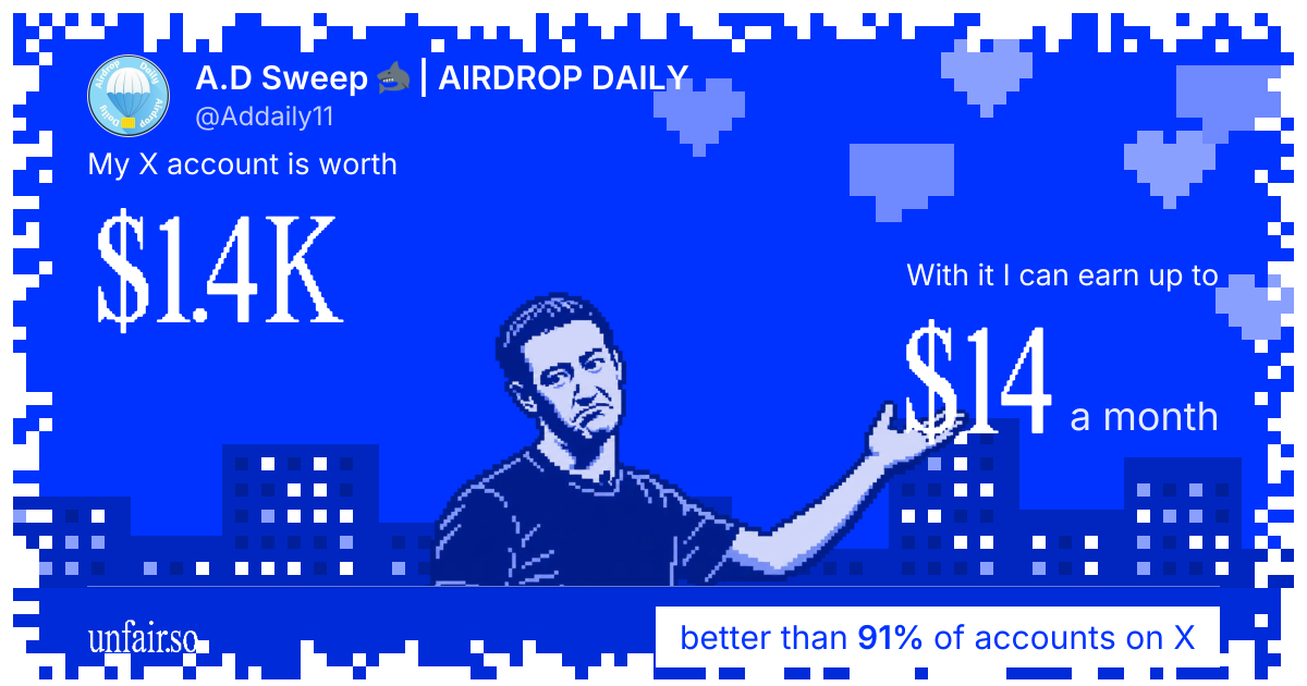 A.D Sweep 🦈 | AIRDROP DAILY's X account can earn up to $14 a month