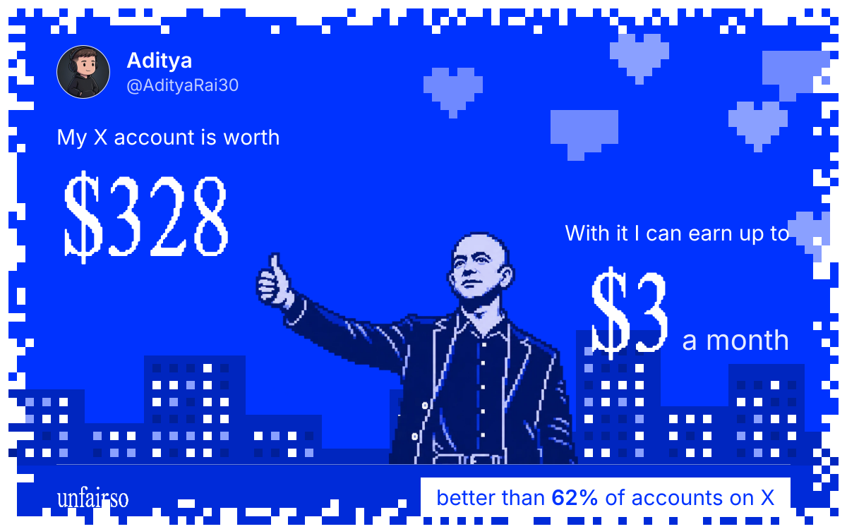 Aditya's X account can earn up to $3 a month