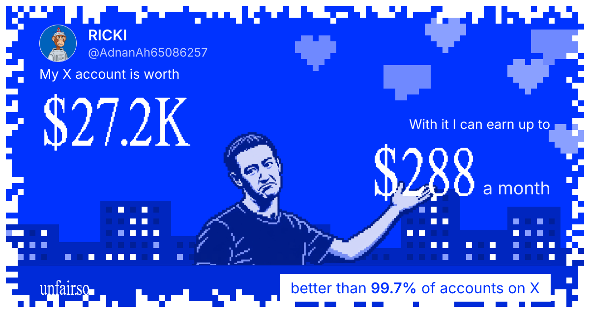 RICKI's X account can earn up to $295 a month