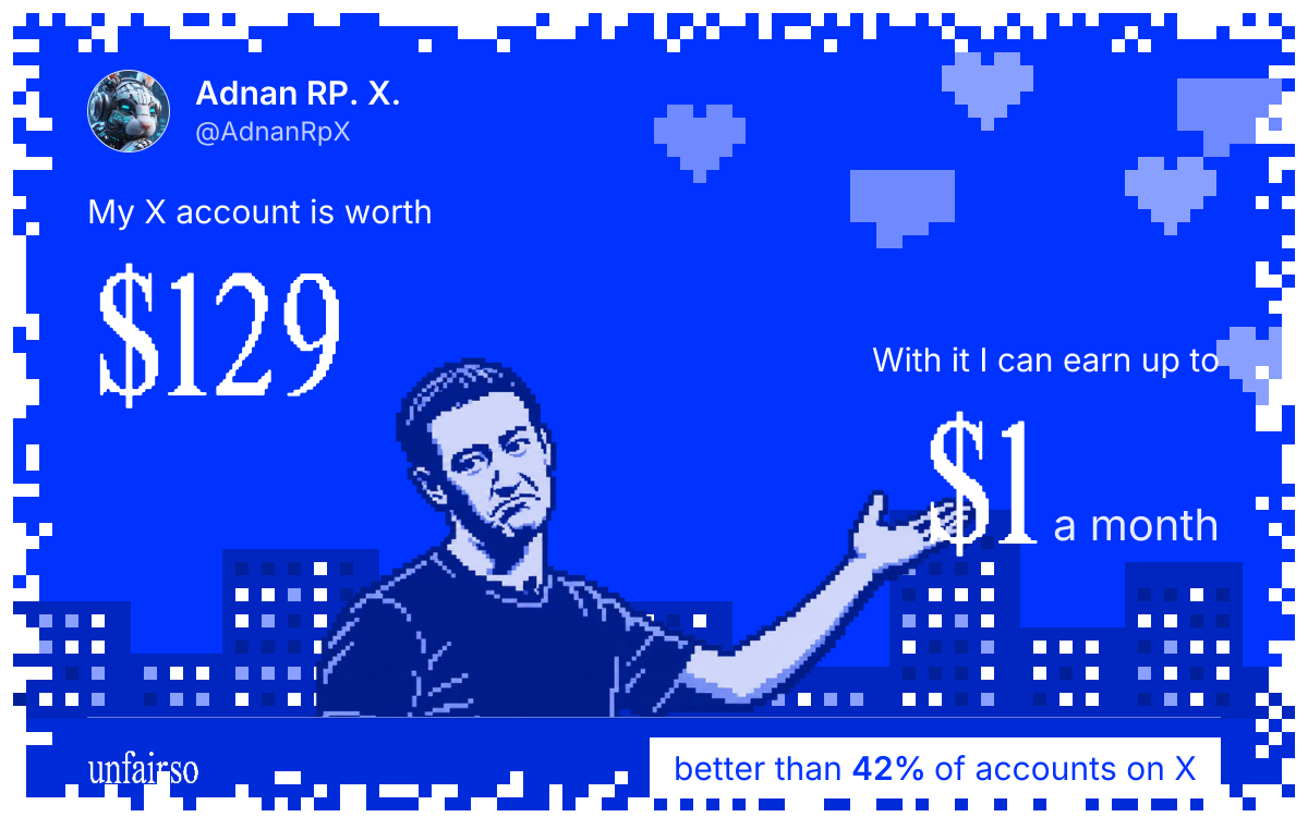 Adnan RP. X.'s X account can earn up to $1 a month