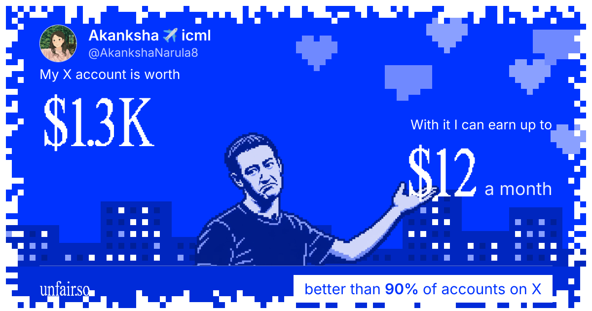 Akanksha ✈️ icml's X account can earn up to $12 a month