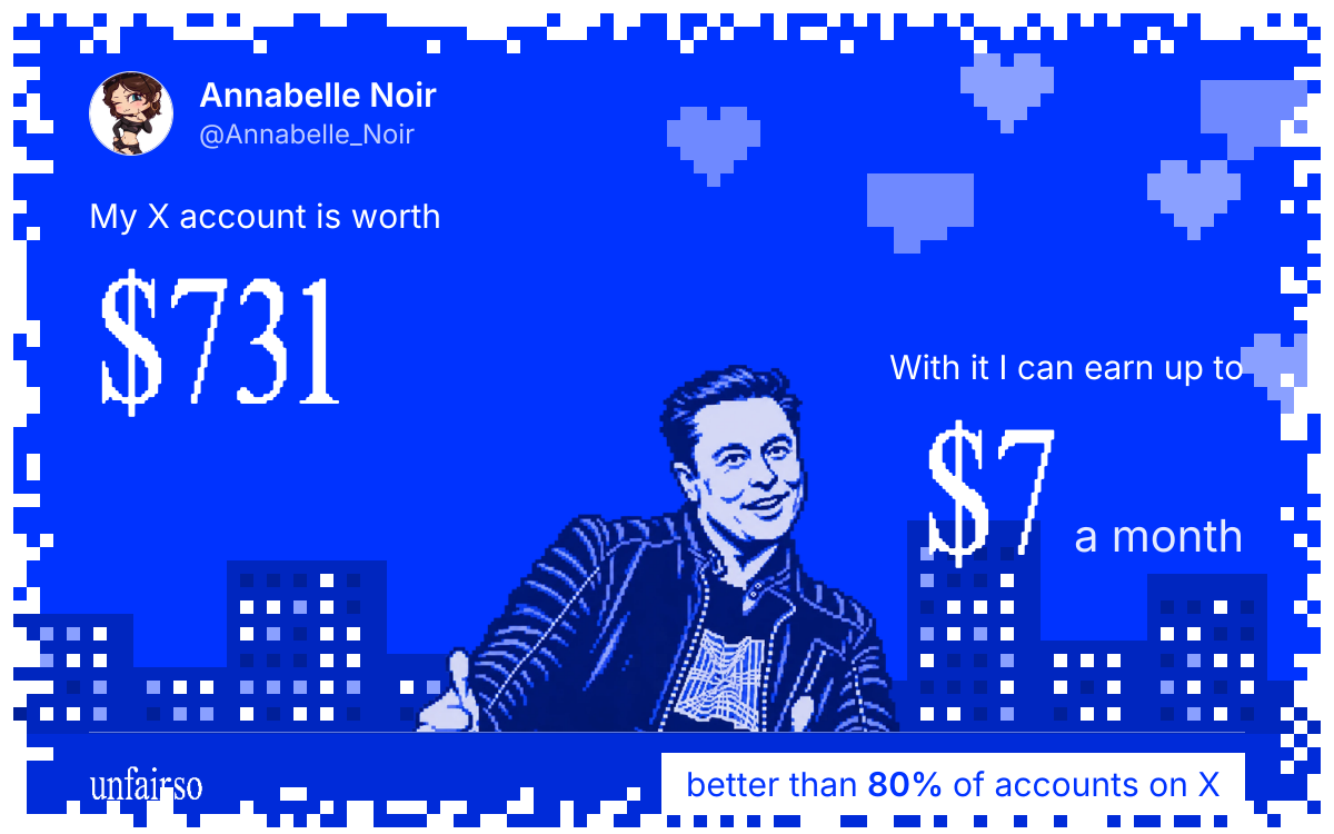 Annabelle Noir's X account can earn up to $7 a month