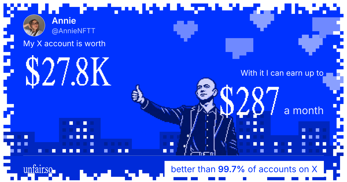 Annie's X account can earn up to $287 a month