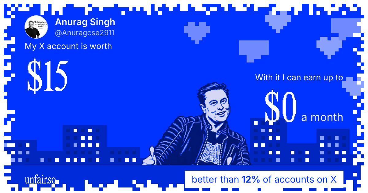 Anurag Singh's X account can earn up to $0 a month