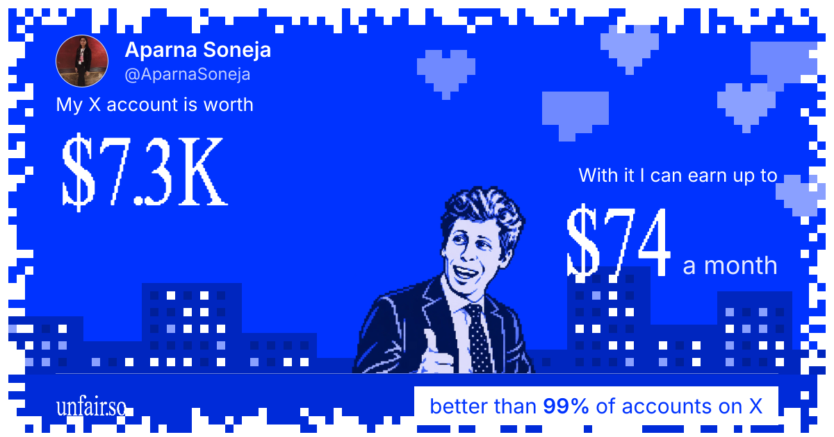 Aparna Soneja's X account can earn up to $74 a month