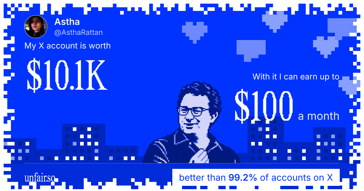 Astha's X account can earn up to $100 a month