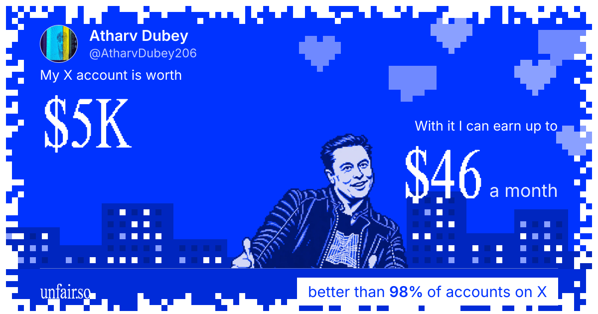 Atharv Dubey's X account can earn up to $46 a month