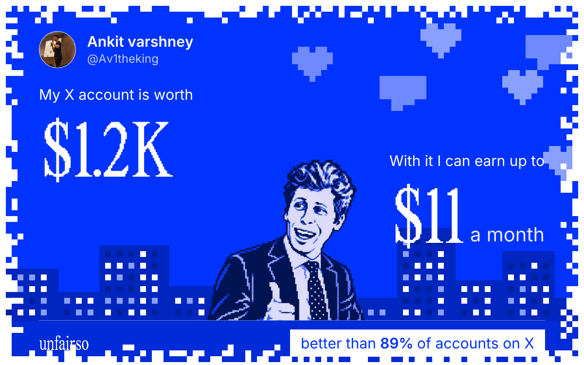Ankit varshney's X account can earn up to $11 a month