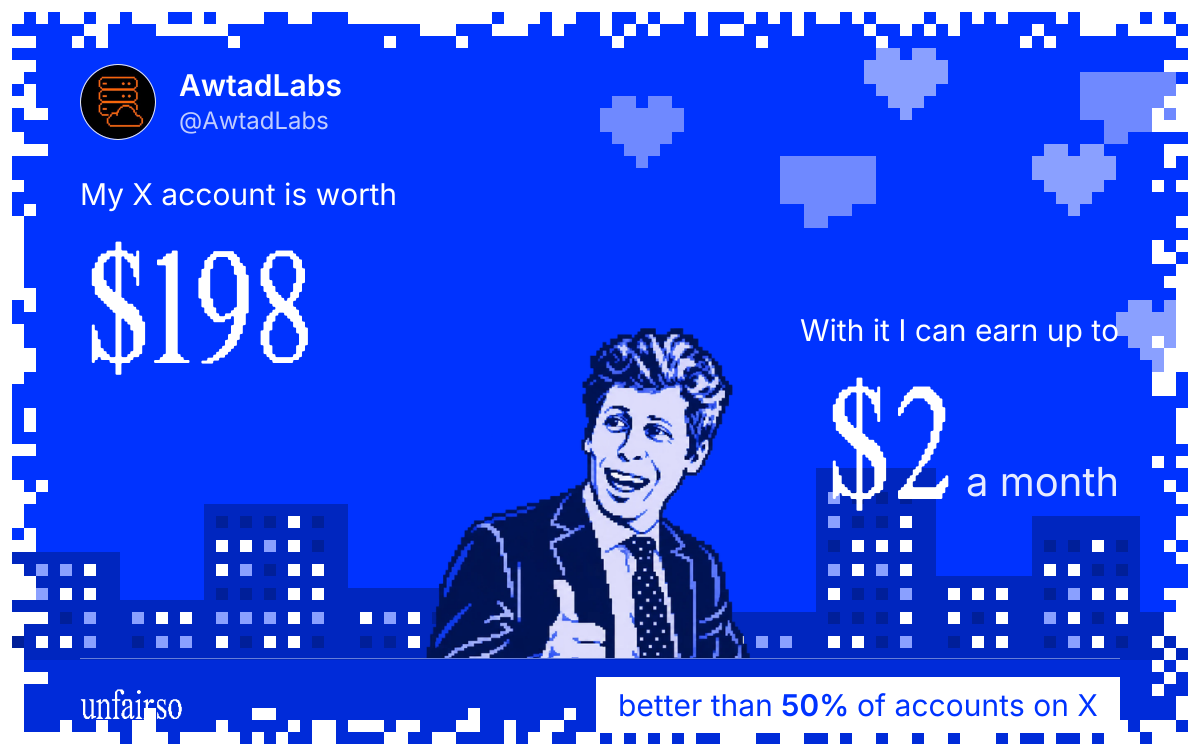 AwtadLabs's X account can earn up to $2 a month