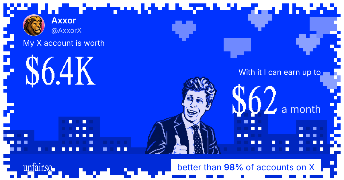 Axxor's X account can earn up to $62 a month