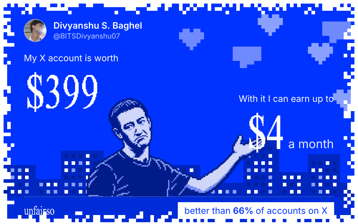 Divyanshu S. Baghel's X account can earn up to $4 a month