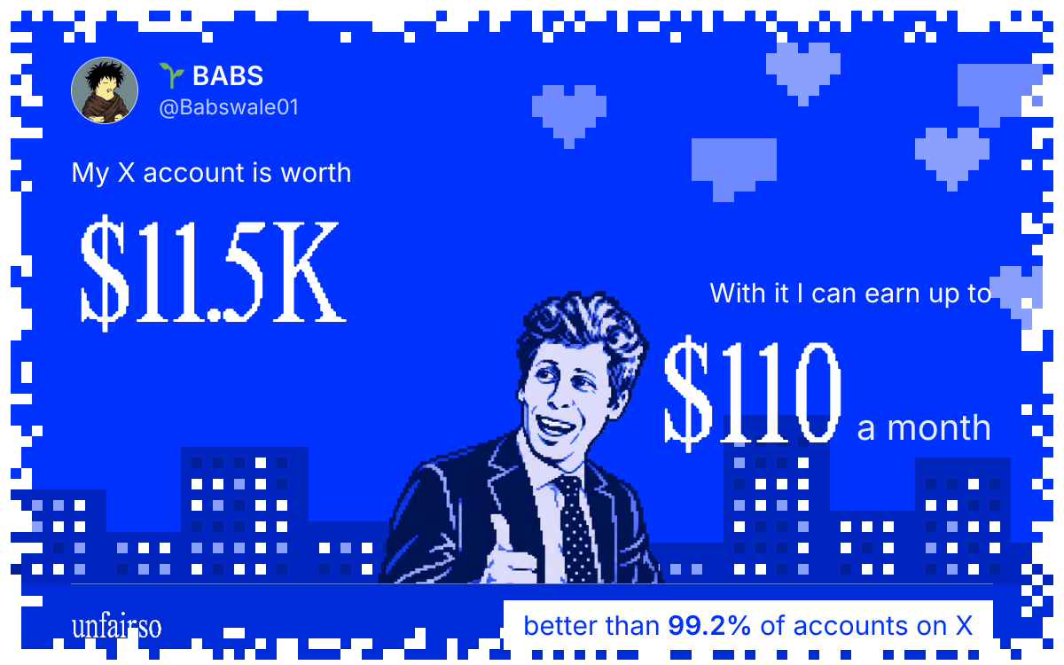 🌱 BABS's X account can earn up to $110 a month