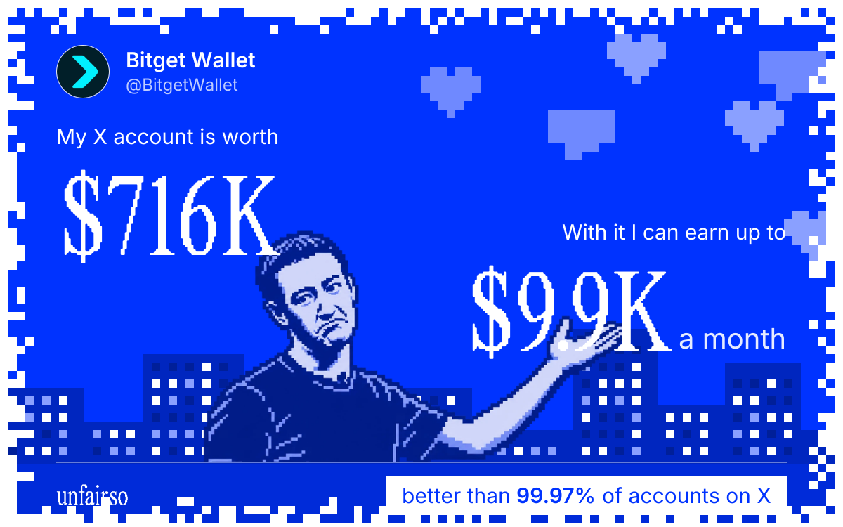 Bitget Wallet ๐ฉต's X account can earn up to $9.9K a month