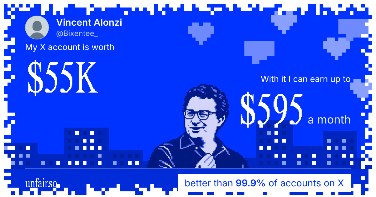 Vincent Alonzi's X account can earn up to $595 a month