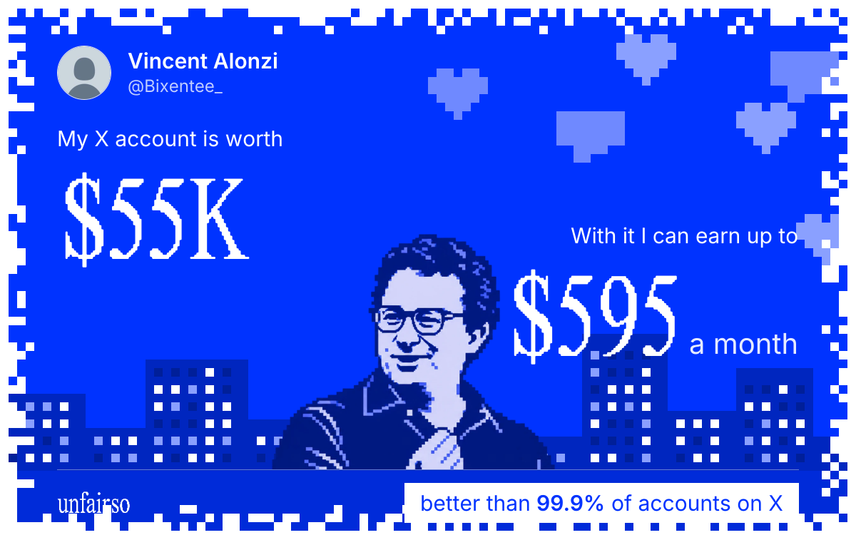 Vincent Alonzi's X account can earn up to $595 a month