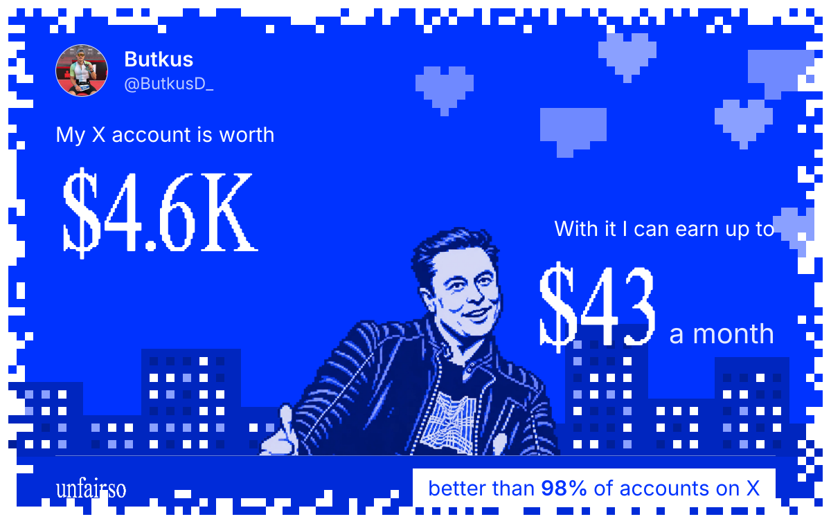 Butkus's X account can earn up to $43 a month