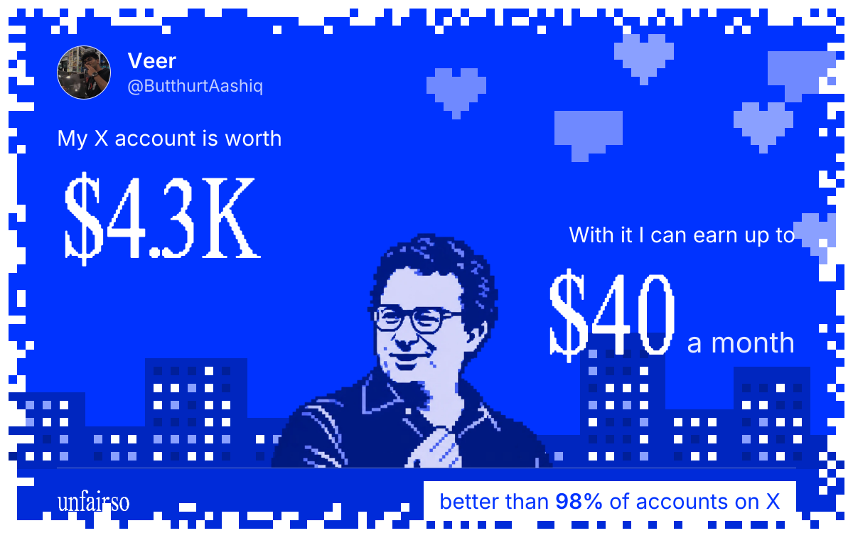 Veer's X account can earn up to $40 a month