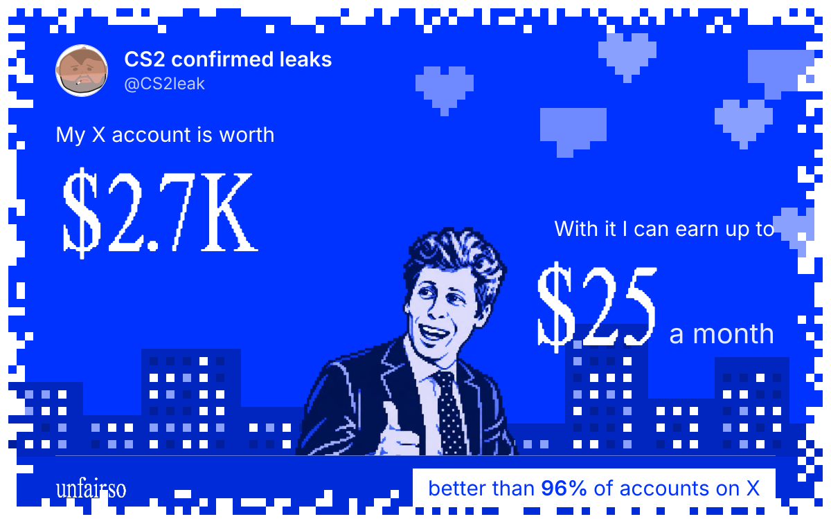 CS2 confirmed leaks's X account can earn up to $25 a month