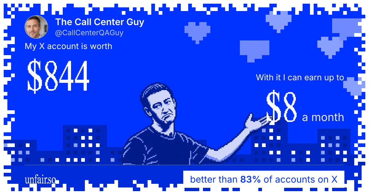 The Call Center Guy's X account can earn up to $8 a month